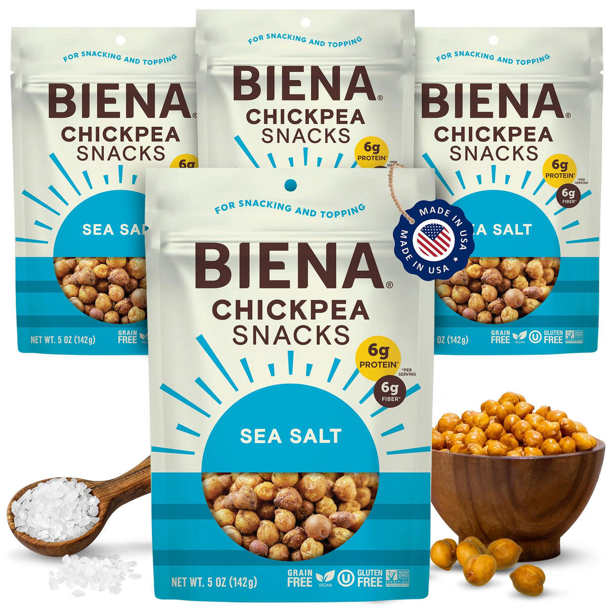 BIENA Sea Salt / 5 Ounce (Pack of 4) / brown Vegetable