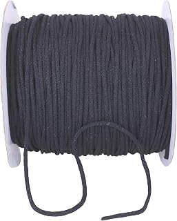 Reliant Ribbon Elastic for Masks - Round Nylon (3.0mm), Black, 1/8 Inch, 150 Yards