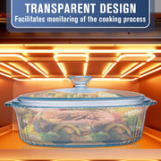 KAKO Glass Casserole Set, 1.9 and 3 Quart Oval Bakeware with Lids, Clear