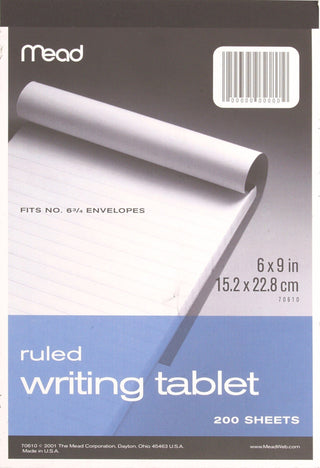 Wide Ruled Writing Tablet by Mead – 6 x 9 inches, Paper, Grey, Model 70610