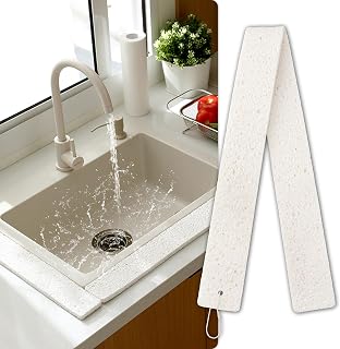 Kitchen Sink Water Splash Guard, White, 39.37"×2.76" | Kitchen Sponges Absorbent Faucet Mat, Heavy Duty Scrub Sponges, Suitable for Cleaning Kitchen Countertops, Super Absorbent