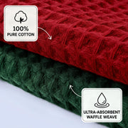 Tingjoo Waffle Weave Kitchen Towels, 4 Pack, Red Green