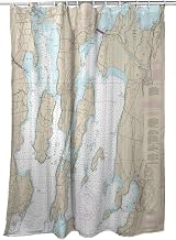 Interiors North Hero Island, VT Nautical Map Shower Curtain