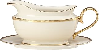Lenox Tuxedo Gravy Boat and Stand, 3.20 LB, Ivory