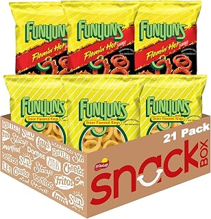 Funyuns Onion Flavored Rings, 2 Flavor Variety Pack, 0.75 Ounce (Pack of 21)
