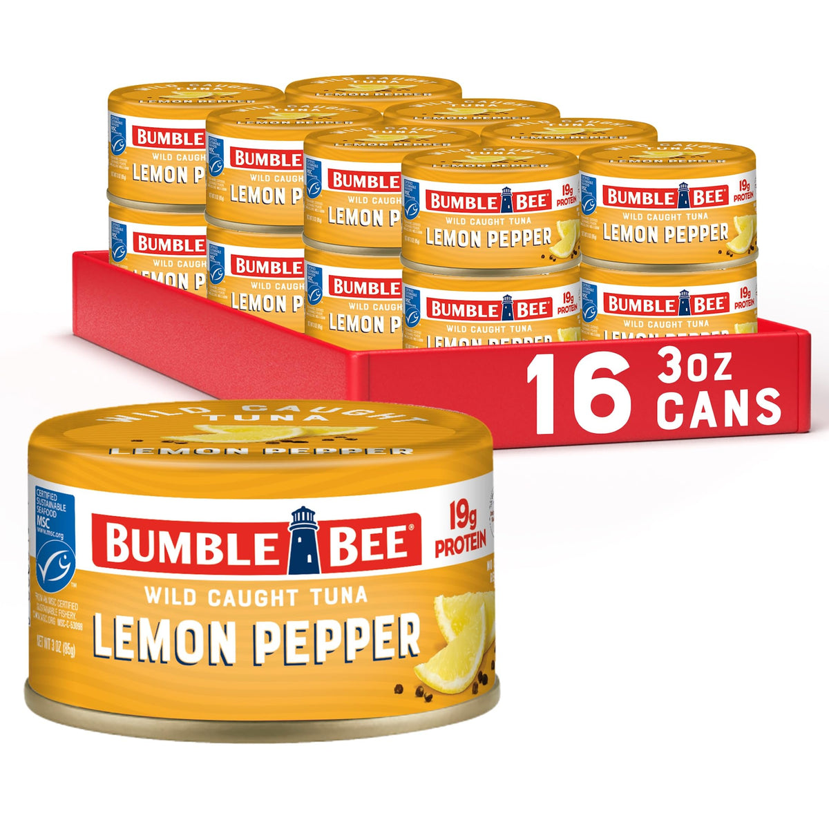 Bumble Bee Lemon Pepper / 3 Ounce (Pack of 16) / 16 Tuna Fish