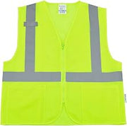 Global Industrial Hi-Vis Class 2 Safety Vest, 2 Pockets, Mesh, Lime, L/XL