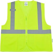 Global Industrial Hi-Vis Class 2 Safety Vest, 2 Pockets, Mesh, Lime, L/XL