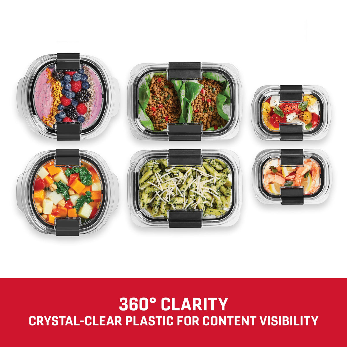 ® Round and Rectangular Leak Proof Food Storage Containers by Rubbermaid – 12-Piece, Plastic, Clear, Pack of 12, Model 2201909