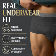 Real Fit Incontinence Underwear for Men by Depend – Small/Medium, Polypropylene, Black, Pack of 2, Model 10036000465836
