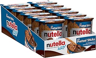 Nutella & GO! Chocolate Hazelnut Spread with Cocoa + Pretzel Sticks, 12 Snack Packs, 1.9 oz Each,Vegetarian