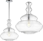 JONATHAN Y Bettina 1-Light LED Pendant 13.38", Chrome/Clear