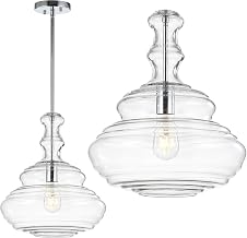 JONATHAN Y Bettina 1-Light LED Pendant 13.38", Chrome/Clear