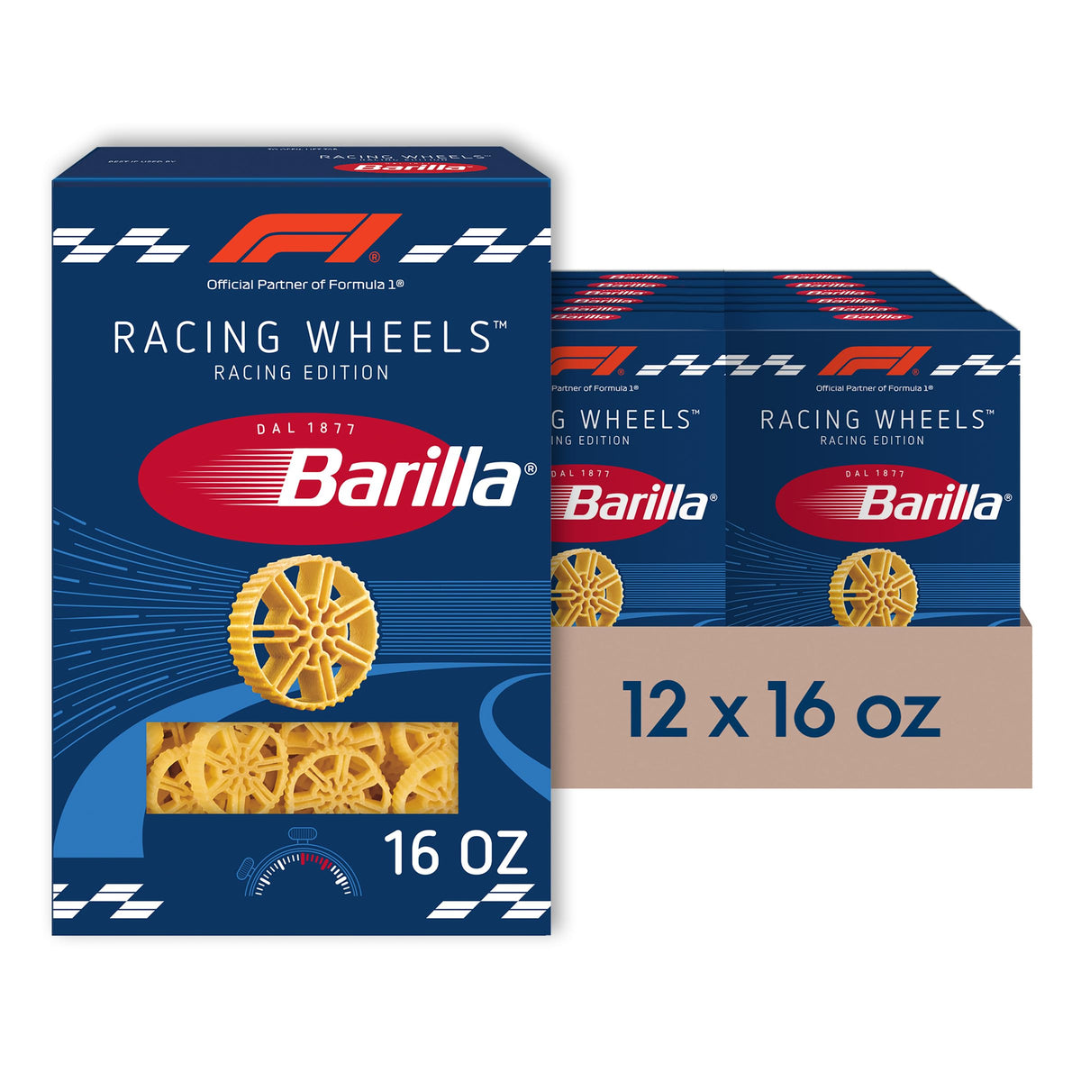 Racing Wheels Pasta by Barilla – 16 Ounce (Pack of 12), Pack of 12, Model SPPPOA039317