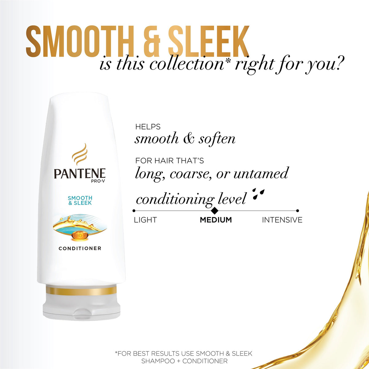 Pantene 20 Fl Oz (Pack of 4) / Smooth & Sleek / 1 Conditioners