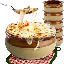French Onion Soup Crocks (6 Count) - 12 Ounce Oven Safe by Stock Your Home – 12oz - 6 Pack, 12.0 ounces, Ceramic, Brown (Two Tone), Pack of 6