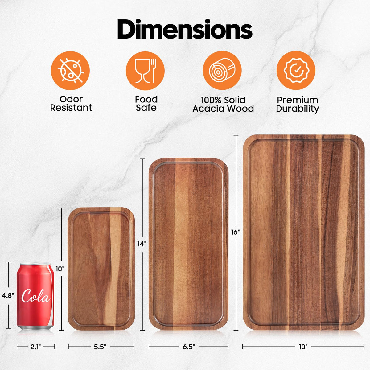 Homkula Wooden Serving Tray, Acacia Platter, 16 x 10 Inch