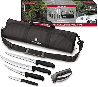 Victorinox Fibrox 6 Piece Fish Fillet Kit with Sharpener & Cutlery Roll