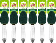 3M Scotch-Brite (6 Pack) Heavy Duty Dish Wand Sponge Brush Soap Dispenser with Scotch Brite Sponges Dish Scrubber Pads for Home Kitchen
