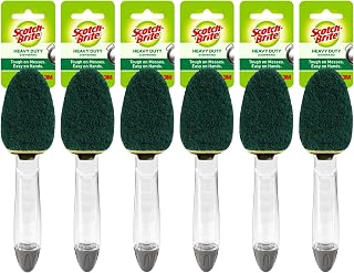 3M Scotch-Brite (6 Pack) Heavy Duty Dish Wand Sponge Brush Soap Dispenser with Scotch Brite Sponges Dish Scrubber Pads for Home Kitchen
