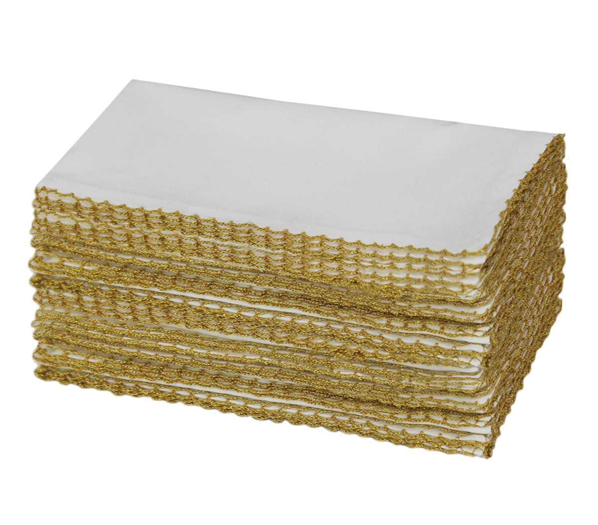 Cotton Craft Dinner Napkins, 17x17 Inch Set of 12, Metallic Gold Lace