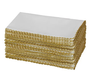Cotton Craft Dinner Napkins, 17x17 Inch Set of 12, Metallic Gold Lace