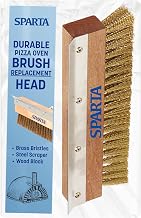 SPARTA Pizza Oven Brush Replacement Head with Crimped Brass Bristles and Stainless-Steel Scraper, Durable, Ideal for Commercial Kitchens, 10 Inches, Wood