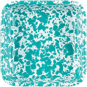 Crow Canyon Home Splatter Enamelware Small Square Tray, Turquoise