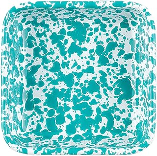 Crow Canyon Home Splatter Enamelware Small Square Tray, Turquoise