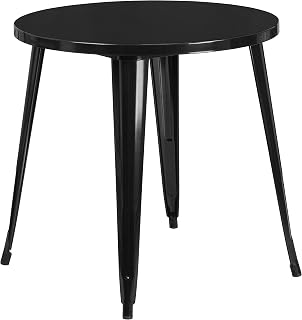 Flash Furniture Commercial 30 in Metal Indoor/Outdoor Round Table, Black