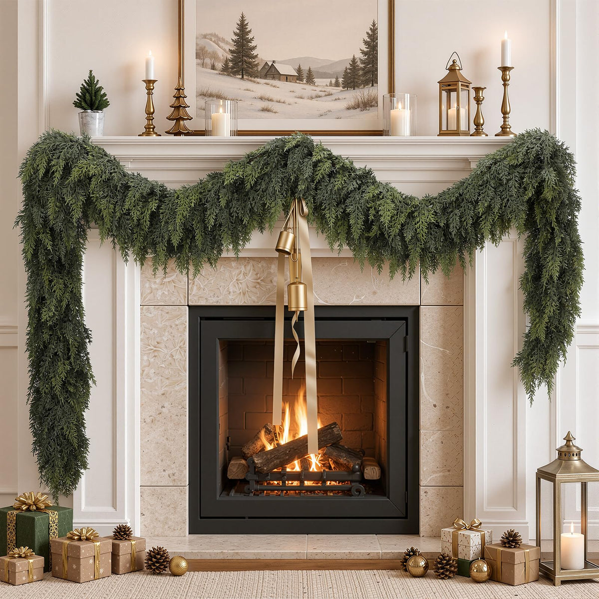 Shareconn Cedar Garland, 6FT Real Touch, Set of 2