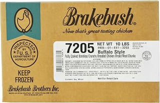 Brakebush Buffalo Style Breaded Chicken Breast Boneless Wing, 10 Pound -- 1 each.