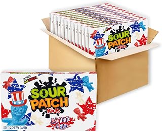Sour Patch Kids Red, White & Blue Soft & Chewy Gummy Candy, 12 Boxes | Bulk Candy