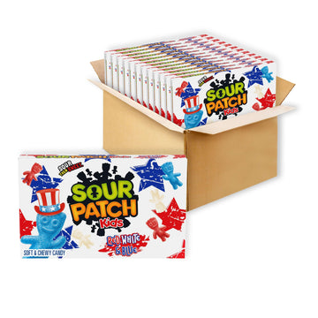 Red, White & Blue Soft & Chewy Gummy Candy, 12 Boxes | Bulk Candy by Sour Patch Kids – 3.1 Ounce (Pack of 12), Blue,Red,White