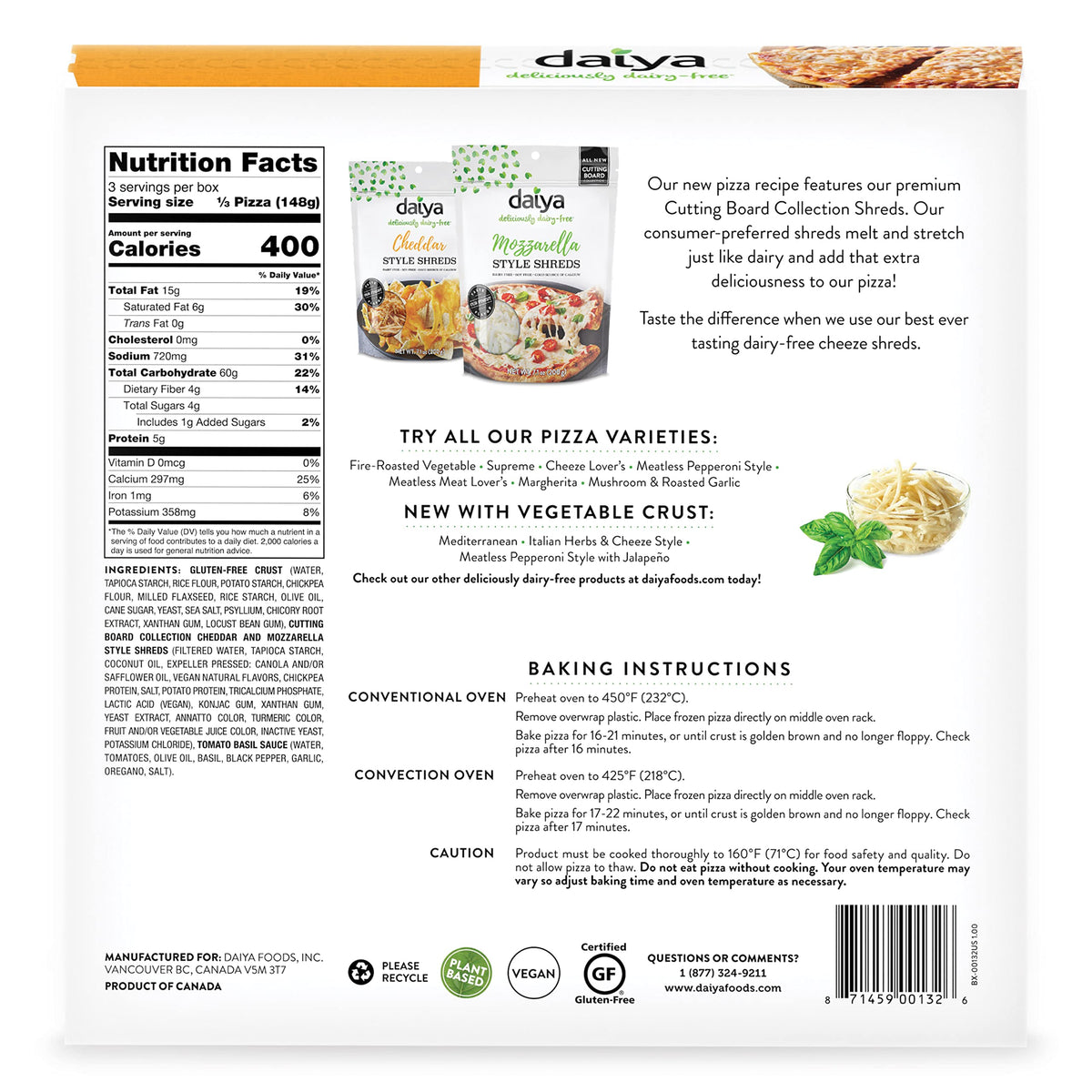 Daiya Original / 15.7 Ounce (Pack of 8) / White Pizza