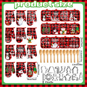 Qinyoung Christmas Oven Mitts and Pot Holders Set, 48 Pieces, Buffalo Plaid