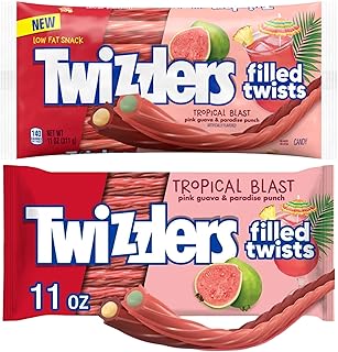 Twizzlers Filled Twists, Tropical Blast Flavor, Low Fat Snack 11 OZ. 2 Pack