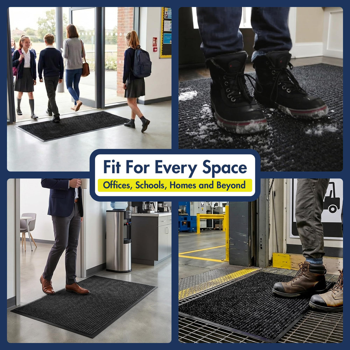 109 Industrial Door Mat by Notrax – 3' x 5' (Rectangular), Polypropylene, Charcoal, Model 109S0035CH