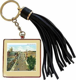 3dRose Santa Fe Avenue, Salina Kansas Ariel View Postcard Reproduction Tassel Key Chain