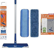 Premium Microfiber Floor Mop - Includes Microfiber Cleaning Pad and Microfiber Dusting Pad - Dual Zone Cleaning + Bona Heavy Duty Disposable Sweeping Pads for Multi-Surface Floors, 24 ct Pack