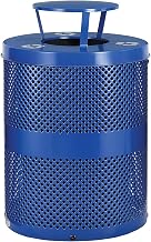 Global Industrial Thermoplastic Perforated Recycling Receptacle w/Rain Bonnet Lid, 32 Gallon, Blue