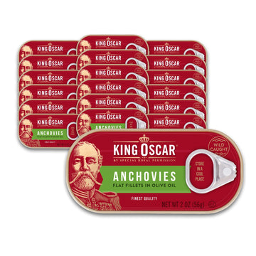 Anchovies Fillets in Olive Oil by King Oscar – 2 Ounce (Pack of 18), Pack of 18, Model 00034800600610