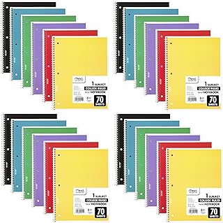 Mead Spiral Notebooks, 24 Pack, 1 Subject, College Ruled Paper, 7-1/2" x 10-1/2", 70 Sheets per Notebook, Colors Will Vary (830062-ECM25)