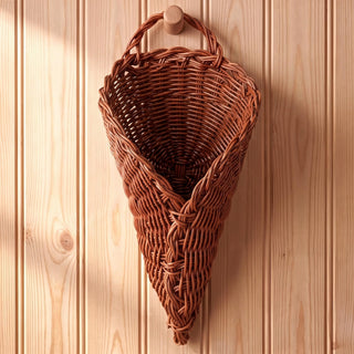 Dandat Cornucopia Basket, 11.8 x 7 Inch Rattan, Brown