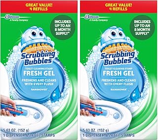 Scrubbing Bubbles Fresh Gel Toilet Cleaning Stamp Refill Value Pack, Rainshower, 24 Stamps, 2 Pack
