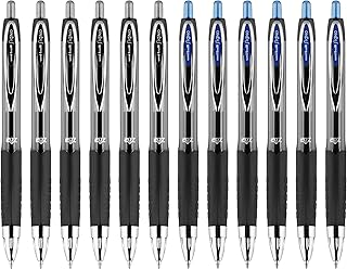 Uni-Ball Signo 207 Retractable Gel Pens, Medium Point, 0.7mm, Black & Blue Ink, 12 Pack (6 Black, 6 Blue), Fraud-Resistant uni Super Ink, Quick-Dry, Refillable