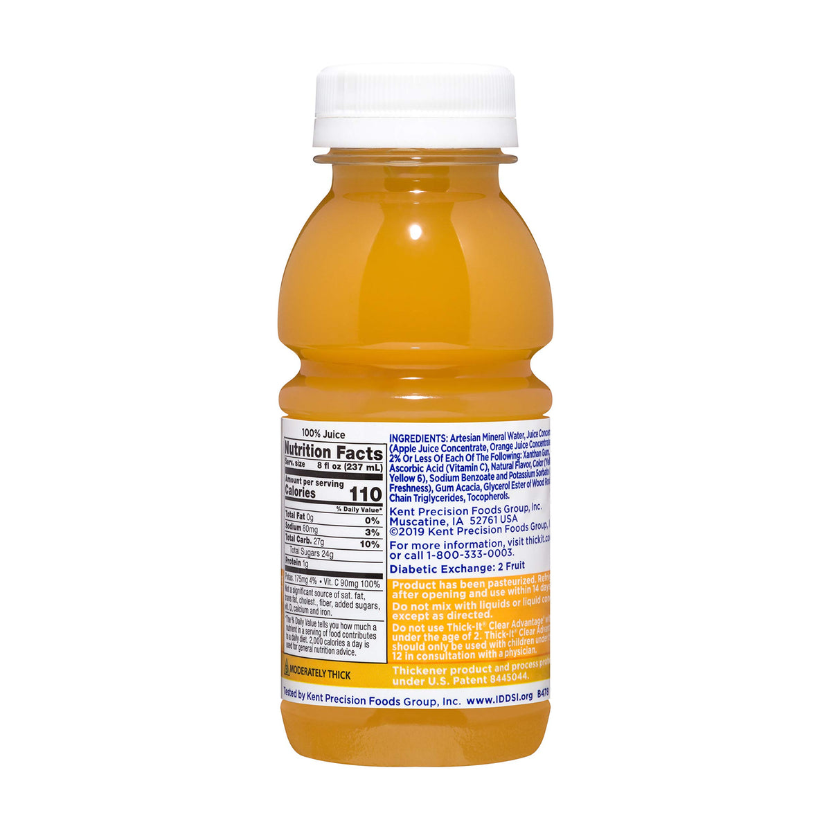 Clear Advantage Moderately Thick Orange Juice by Thick-It – 8 Fl Oz (Pack of 24), Model B478-L9044