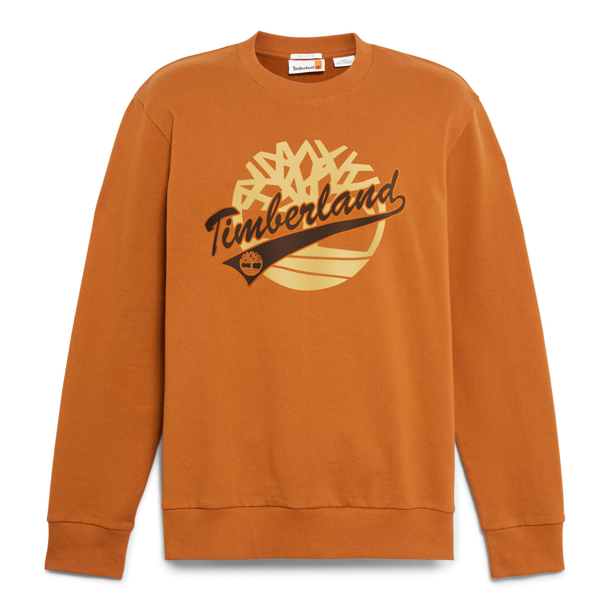 Men's Brand Carrier Graphic Crew Sweatshirt by Timberland – Cotton, Polyester Blend, Leather Brown