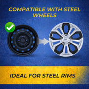 SR Acapulco 15" Bicolor Wheel Trims - Set of 4 - Universal Wheel Covers - Sporty Design - Easy Assembly by Goodyear – 15'', Bicolor, Pack of 4, Model 77276