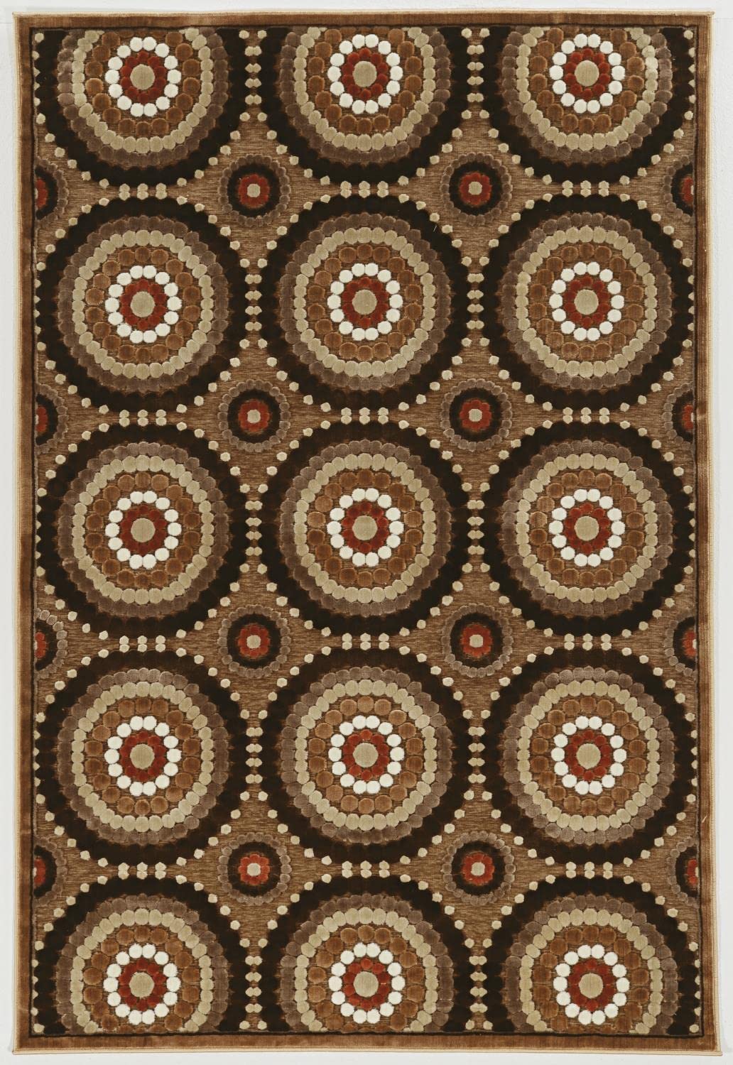 Hi Lo Cylinders Brown 8x by Linon – 7" x 96" (Rectangular), 100% Chenille Polyester, Brown, Model RUGHL0581